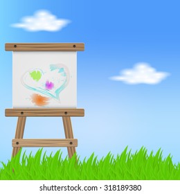 summer backgrounds with easel