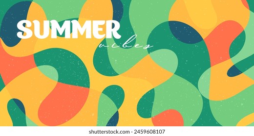 Summer backgrounds with liquid abstract shapes. Fluid juicy illustration, cover template, geometric art in pastel colors and minimal style. Vintage vector packaging layout. Flowing forms.