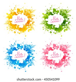 Summer backgrounds with palm leaves