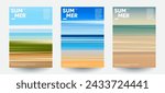 Summer backgrounds set. Creative gradients in summer colors. Ocean horizon, beach and sunsets.