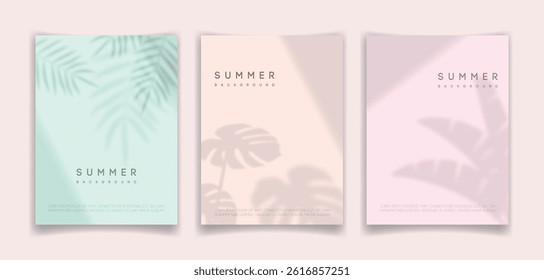 Summer backgrounds set with soft leaf shadow