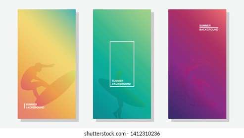 Summer backgrounds set, vector illustration design.  4k resolution.