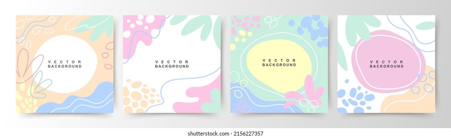 Summer backgrounds with textures of abstract shapes.Trendy design with hand drawn elements, minimalist patterns. Vector templates for card, banner, invitation, social media post, poster, web ads