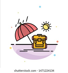 Summer, Backpack, Sun, Season Abstract Flat Color Icon Template. Vector Icon Template background