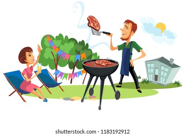 Summer backyard and family barbeque