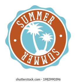 Summer Badge Icon Seal. Vacation Illustration Vector Stamp Design. Vintage Retro Style Insignia.