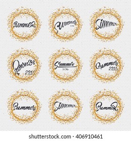 Summer, a badge for your design, summer words to print and labels.