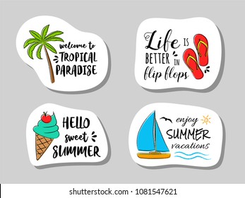 Summer badges with funny text. Vector.