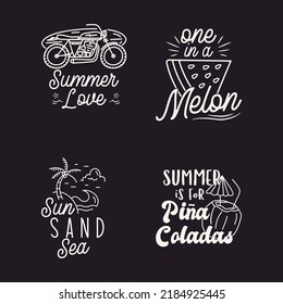 Summer badges set with different quotes and sayings - Sun Sand Sea. Retro beach logos. VIntage surfing labels and emblems. Stock vector graphics