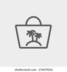 Summer bag icon thin line for web and mobile, modern minimalistic flat design. Vector dark grey icon on light grey background.