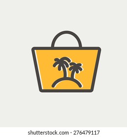 Summer bag icon thin line for web and mobile, modern minimalistic flat design. Vector icon with dark grey outline and offset colour on light grey background.