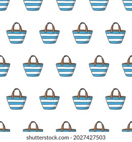 Summer Bag Seamless Pattern On A White Background. Bag Theme Vector Illustration