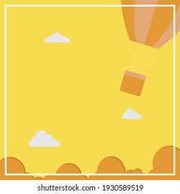 Summer Balloon Background Theme Layout Post Instagram Template Or Other Sosial Media Vector Flat Illustration