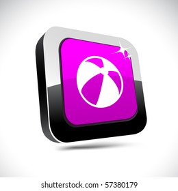 Summer balloon metallic 3d vibrant square icon.