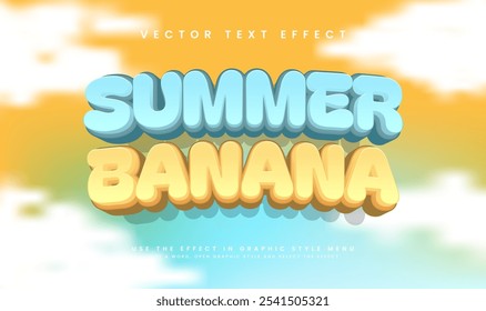 Summer banana editable vector text effect, suitable for summer or tropical fruit theme.