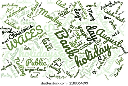 Summer Bank Holiday Day 29 August Word Cloud In Vector Art Creative Colourful White Back Ground