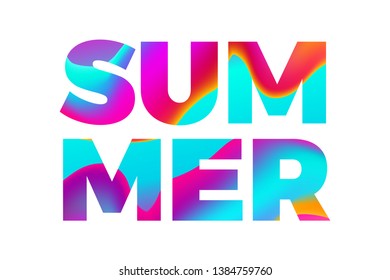 Summer banner. Abstract vibrant gradient lettering. Vector illustration.