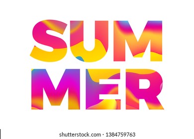 Summer banner. Abstract vibrant gradient lettering. Vector illustration.