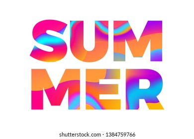 Summer banner. Abstract vibrant gradient lettering. Vector illustration.