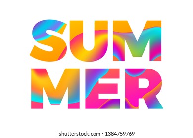 Summer banner. Abstract vibrant gradient lettering. Vector illustration.