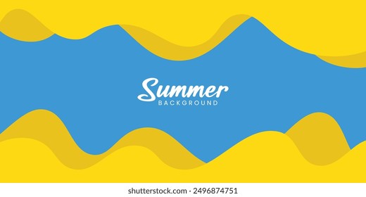 Summer banner background blue and yellow. Vector illustration