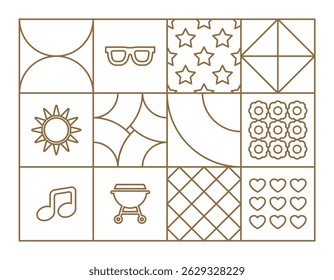 Fondo de Anuncio de verano contornos de diseño plano