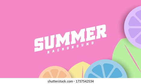 Summer banner background illustration vector with colorful lemons fruit