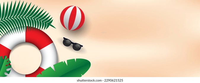 summer banner background with space for text. seasonal vector illustration