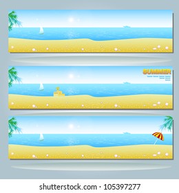 Summer banner with beach