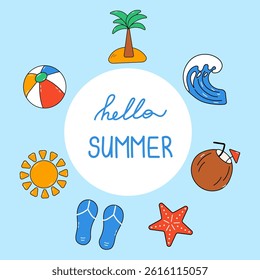Summer banner with beach supplies