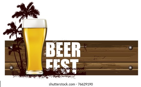 Summer Banner With Beer And Palms