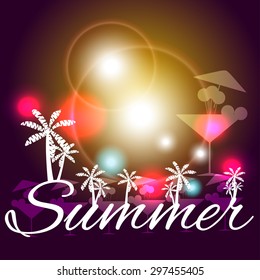 Summer banner. The bright highlights on the background. Abstract background. Template for text.