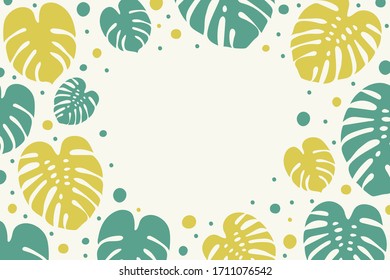 Summer banner concept. Background with tropical leaves. Vector