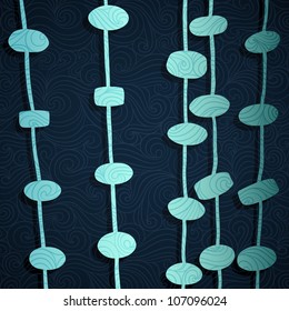 Summer banner with cork floats made of fancy paper, vector eps8 illustration