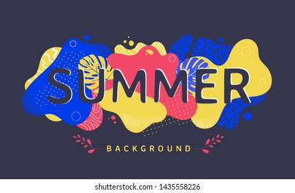 Summer Banner Design With Abstract Geometric Shapes. Fashion Poster With Organic Liquid Form And Texture. Vector Illustration