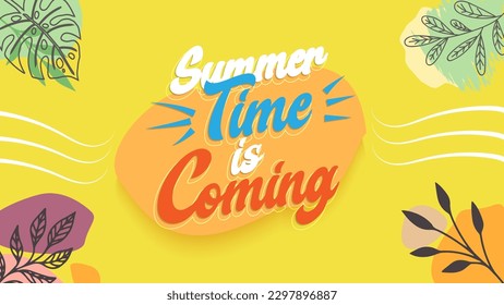 summer banner design with leaf ornaments