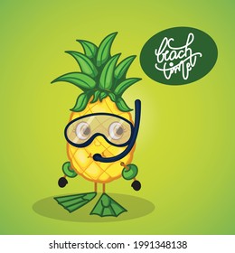 Summer banner design with pineapple beach life.