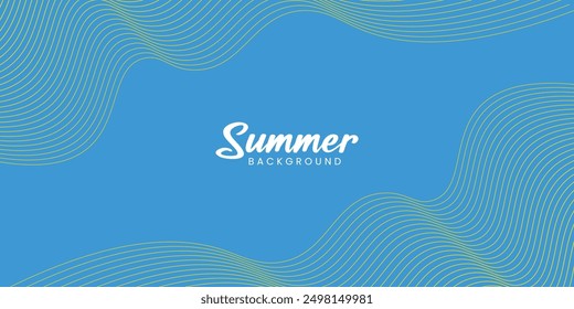 Summer banner design wavy line blue background. Vector illustration 
