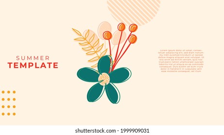 Summer banner with floral background element. Vector illustration design for internet ads, presentation, banner, cover, web, header, flyer, card, poster, wallpaper, texture, slide, magazine