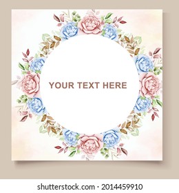 Summer banner with flower watercolor leaf