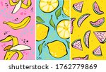 Summer. Banner.New Fresh modern background. Fruit fashion poster or banner. Summer vector illustration easy editable for wallpaper or store sale illustration for greeting cards, prints. Journal cards.
