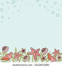 Summer banner. Hand drawn cute cartoon elements.