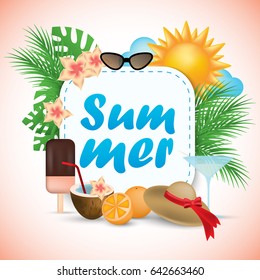 Summer banner isolated on background.For web site,ads,poster,placard and promotion material.Also useful for flyer,banner,marketing on social network and blog advert