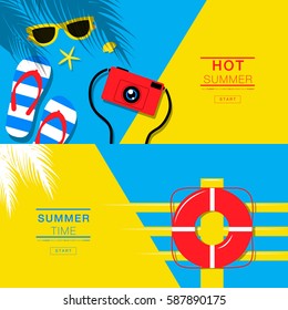 Summer, banner layout, flat design, vector illustration.