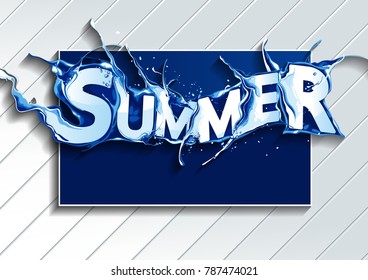 Summer Banner on Blue and white Zigzag background. vector illustration. you can place relevant content on the area.