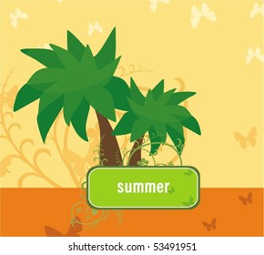 Summer banner with palms