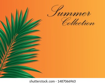 Summer banner with paper cut tropical leaves background, exotic floral design for banner, flyer, invitation, poster, web site or greeting card. Paper cut style, vector illustration