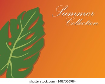 Summer banner with paper cut tropical leaves background, exotic floral design for banner, flyer, invitation, poster, web site or greeting card. Paper cut style, vector illustration