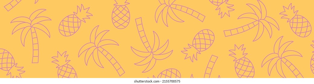 pancarta de verano con patrón de pineapléculas y palmeras- ilustración vectorial