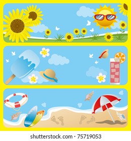 Summer banner set. Illustration vector.